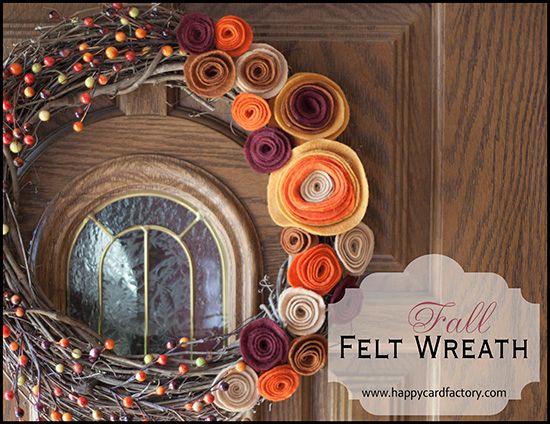 Fall Felt Wreath closeup