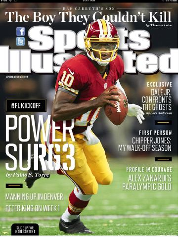 Robert Griffin III on cover of eastern editions of Sports Illustrated Magazine, Sep 2012