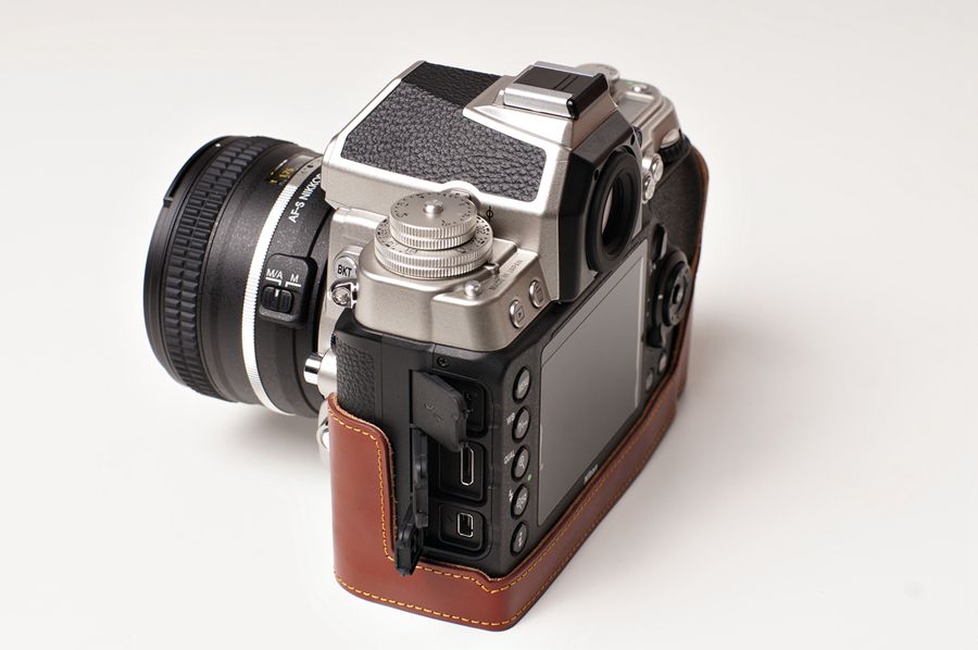 Genuine real Leather Half Camera Case bag cover for Nikon DF Bottom