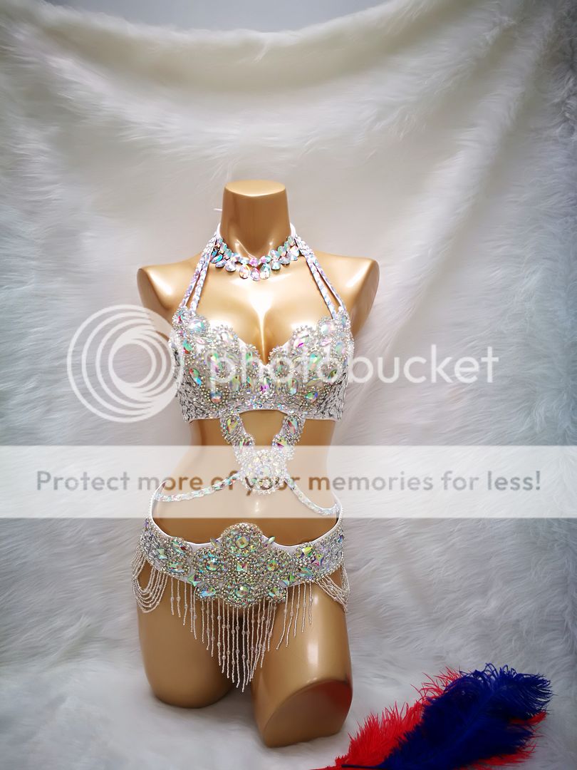 D &DD CUP C1732 Belly Dance Costume Outfit Set Bra Belt Carnival Bollywood 2 PCS