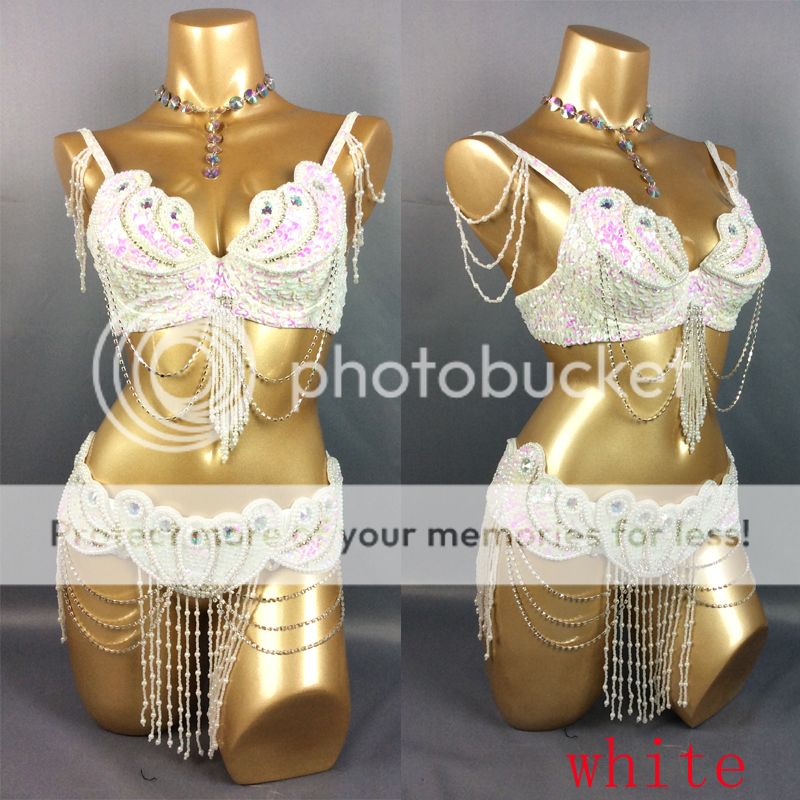 D &DD CUP C1732 Belly Dance Costume Outfit Set Bra Belt Carnival Bollywood 2 PCS 