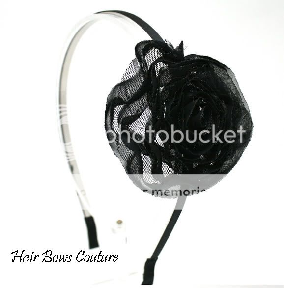 Black or Pink Chiffon Flower Bow Hair Headband  