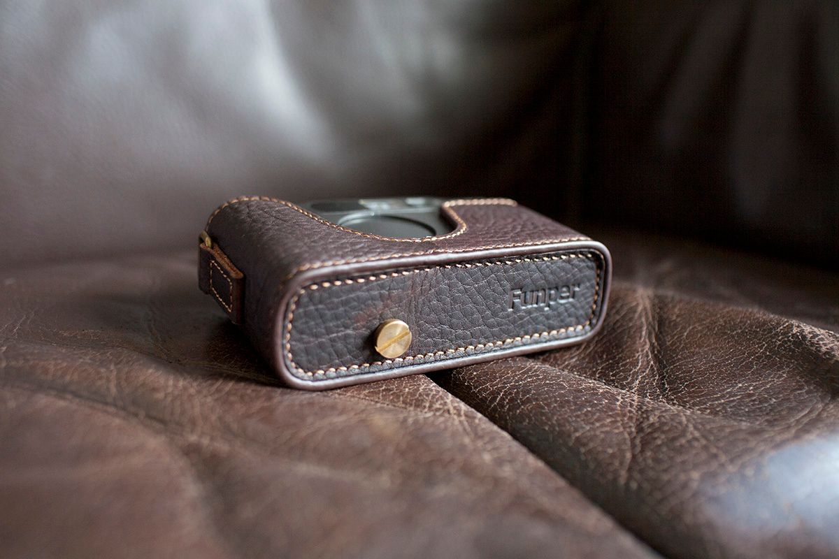 Handmade Genuine Leather Half Camera Case For Contax T2 – Black Premium Fit Cover By Funper