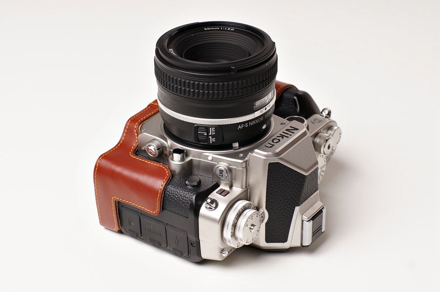 Genuine real Leather Full Camera Case bag cover for Nikon DF 50mm lens