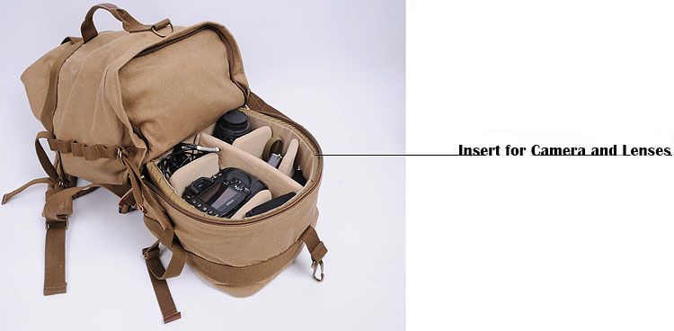 Tamaño Grande De Lona Cámara Mochila Morral al aire libre bolsa de cámara para Dslr mal 03-038