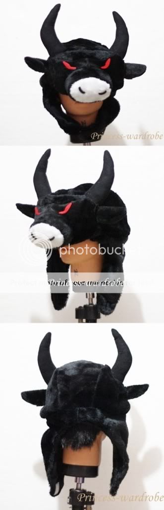 Halloween Black Buffalo Bull Cow Ox Cattle Costume Hat  