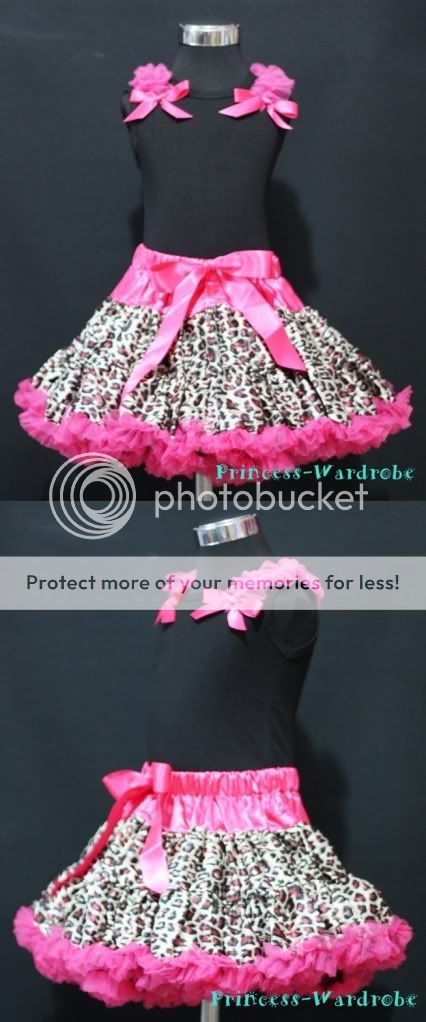 Black Ruffle Top with Hot Pink Leopard Pettiskirt 1 8Y