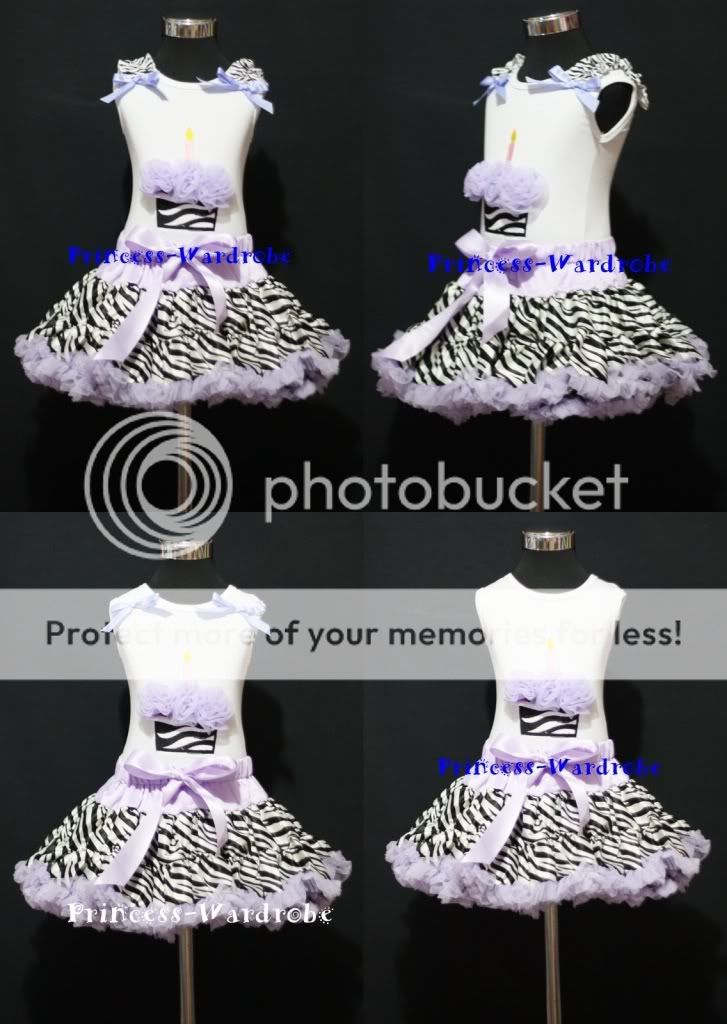 Lavender Zebra Pettiskirt Zebra Birthday Cake Top 1 8Y  