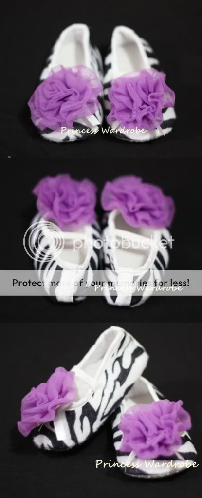 Infant Baby Girls Zebra Crib Shoes Purple Rose 0 18Mos  