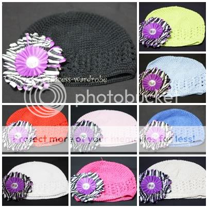 Crochet Cap Hat Headgear Purple Zebra Daisy Pettiskirt