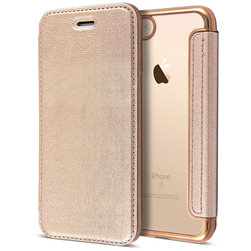 For iPhone Flip Card Slot Wallet Leather Case Clear ...