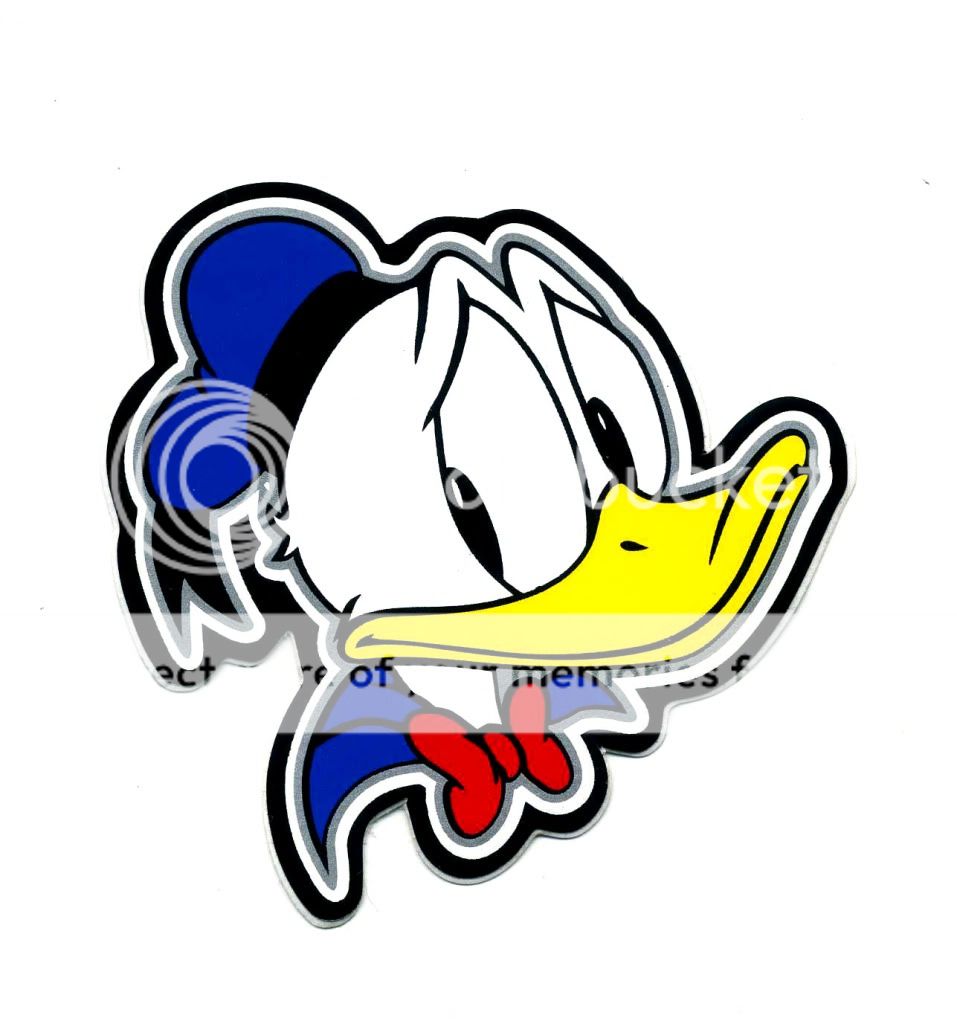 Donald Duck Sad face Cute Funny ATV Bike Motorcycle Car Skate Decal 